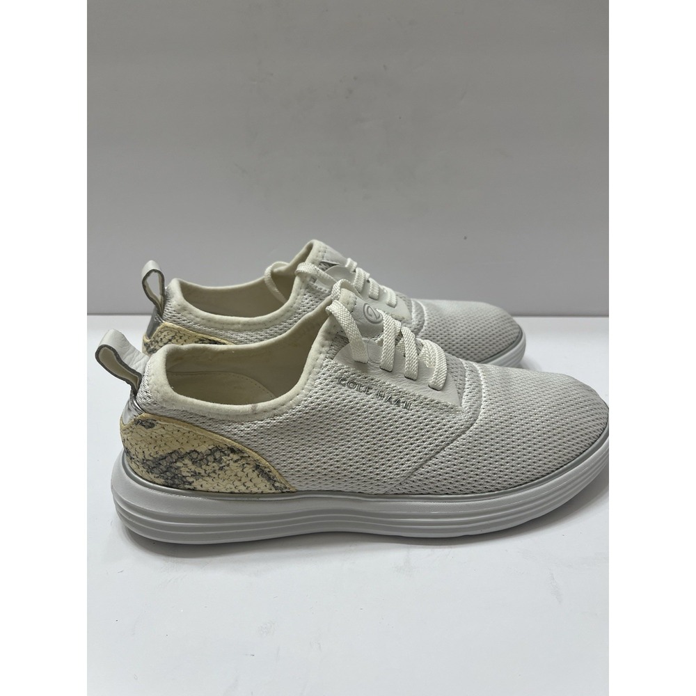 Cole Haan Women's Grandsport Journey Sneaker White Python Print Heel Accent 6.5